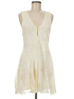 Free People Women’s Cream Lace Boho Sleeveless V-Neck Dress